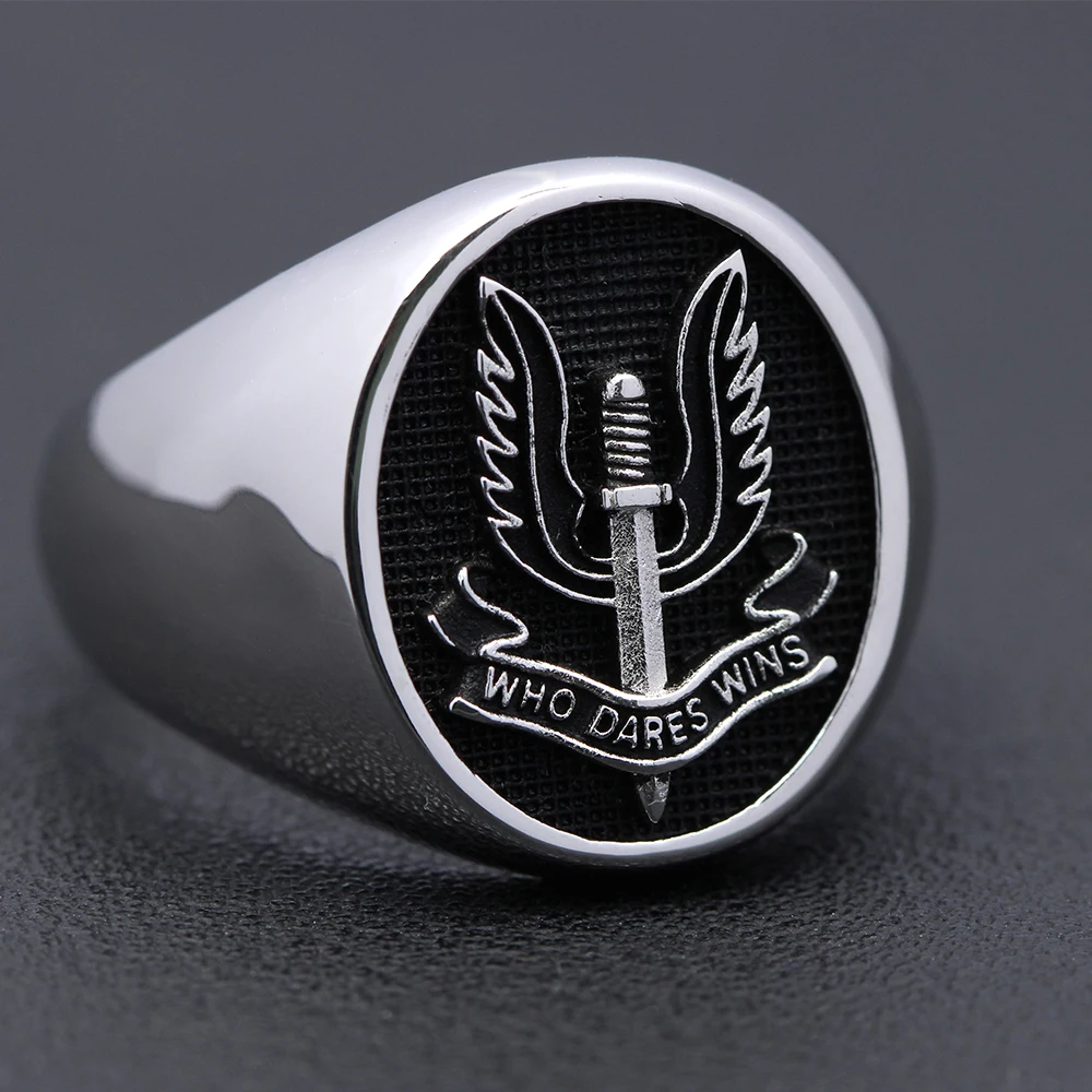 Special Air Service SAS Who Dares Wins Force Military Sterling Silver Ring 4
