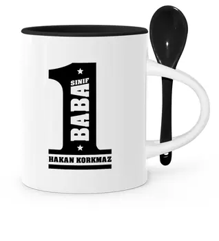 

Father's Day Custom 1 Class Dad Black Spoon Mug Cup-2
