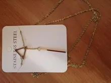 DOTIFI para las mujeres collares la innovación pendiente doble cadena larga calado triángulo y Baguette collar de acero inoxidable