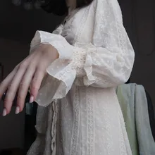 Dress Women Long-Sleeve Vintage Fairy Party-Midi French Elegant Designer Autumn Chiffon