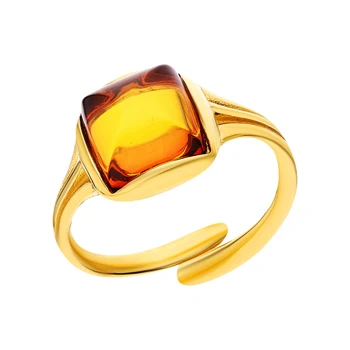 

Silver ring with amber sunlight sample 925