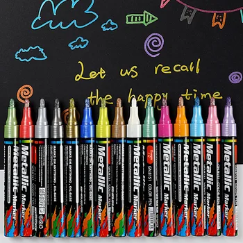 

Drawing Marker Set 4/8/12/15/20 Colors Metallic Permanent Markers For DIY Cards Writing Signature Lettering Wood Glass Fabric