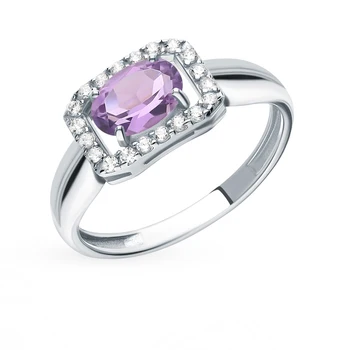 

Silver ring with amethyst and cubic zirconia sunlight sample 925