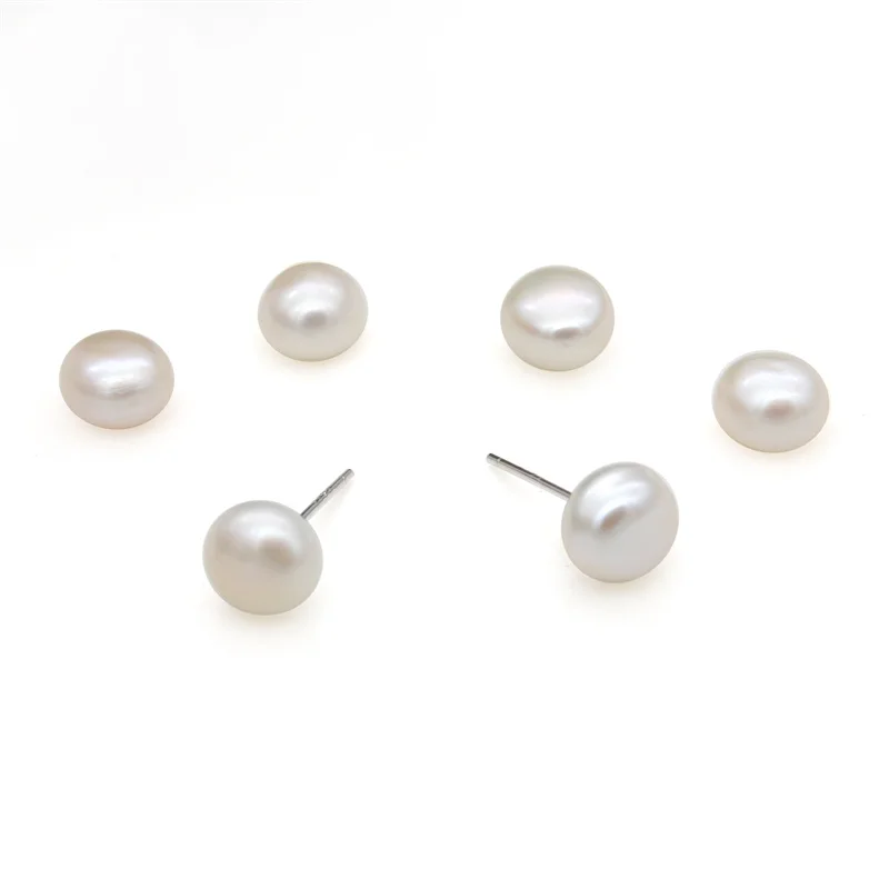 5-5.5mm White Natural Freshwater Pearl Loose Button Flat Back Cabochons 20  pcs