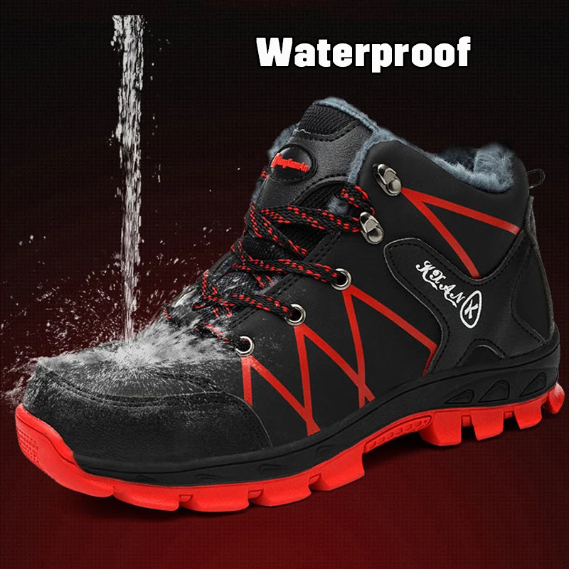 Mens Winter Warm Steel Toe Cap Snow Boots Safety Shoes Outdoor Hiking Working 
