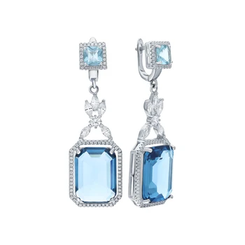 

Silver earrings with sitals and cubic zirconium sunlight sample 925