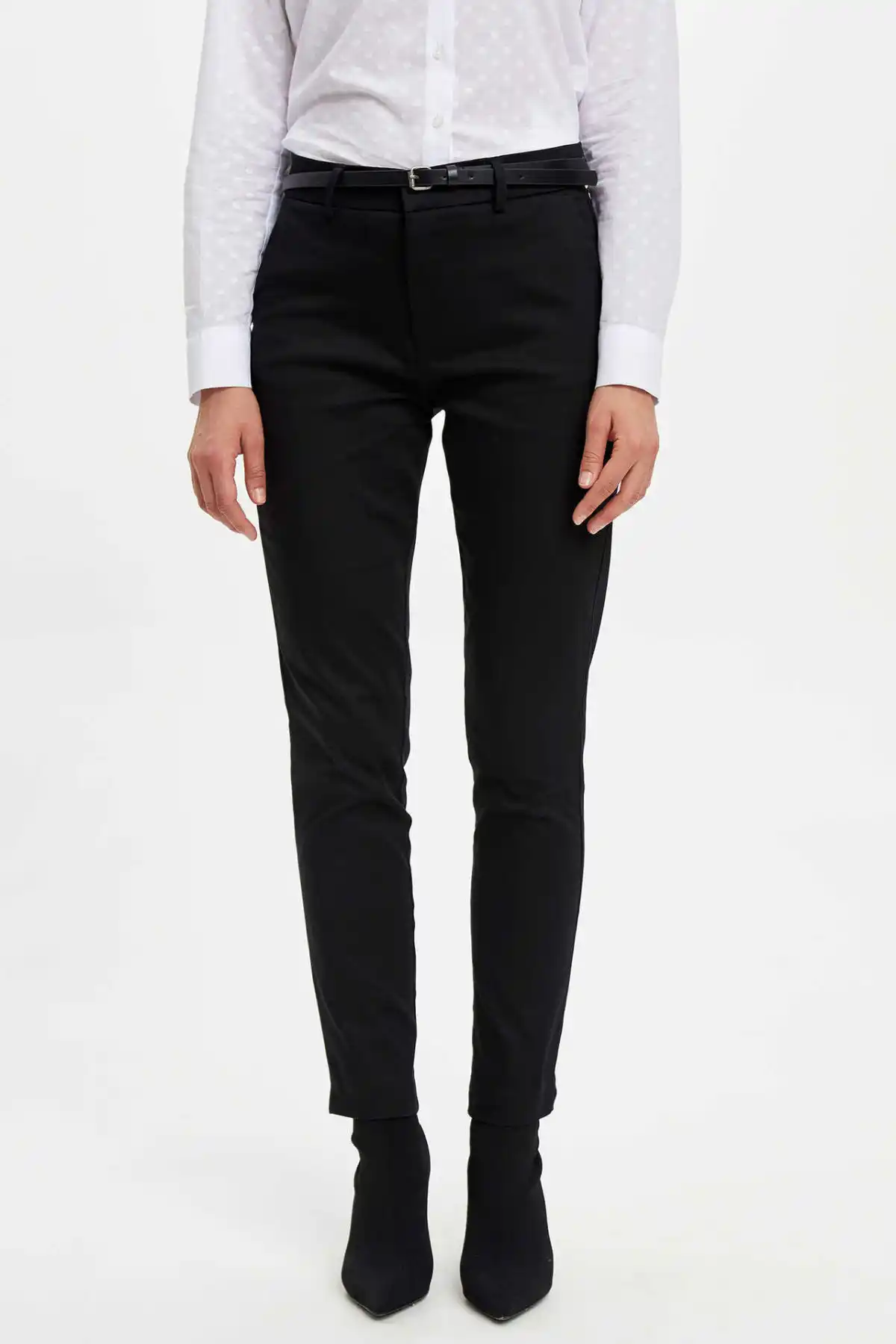 skinny black slacks women's