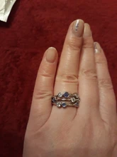 Huitan-anillos de banda estilo Partysu para mujer, 3 filas con piedra redonda de circón Blanco/azul, anillos y joyas para boda para mujer, artículo Simple