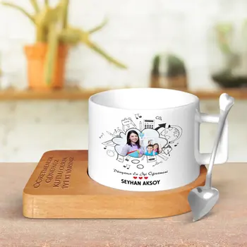 

Personalized World Best Öğretmeni Wood Altlıklı Ceramic Cup-4