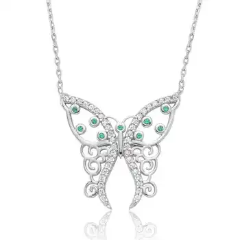 

KUTAYDAN 925 Sterling Silver Pattern Butterfly Lady Necklace