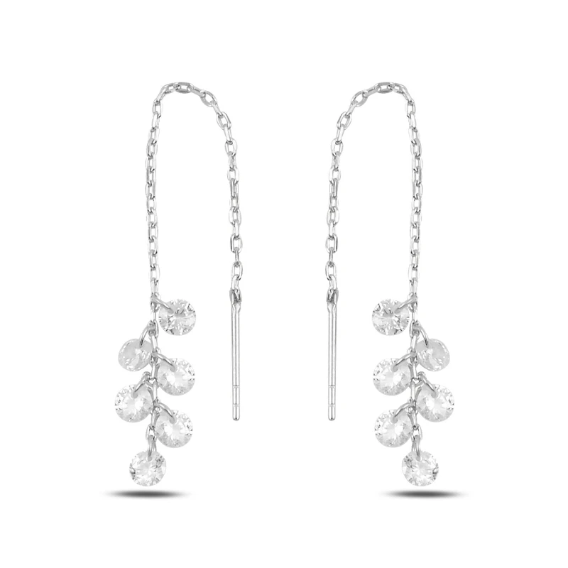 

Silver 925 Sterling Dangle Zircon Stone Japanese Earrings