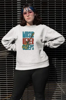 

Angemiel Wear Music Never Sleeps White Women Sweatshirts