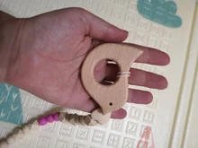 Mordedor de madera orgánico para bebé, mordedor en forma de Animal Natural, juguete de dentición, cuentas de silicona, regalo para bebé recién nacido, 2 uds.