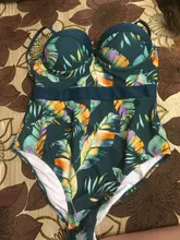 One-Piece Swimsuit Bathing-Suits CUPSHE Women Monokini Tropical Push-Up Girls Sexy Green