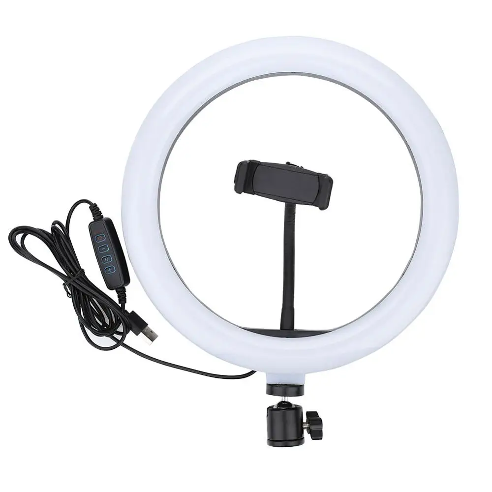 

Photography Dimmable LED Selfie Ring Light Youtube Video Live Photo Studio Light With Phone Holder Lamp 3 Light Modes