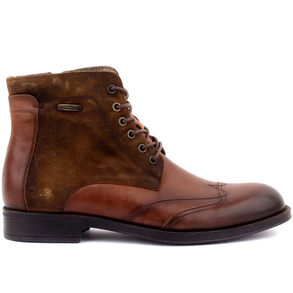 

Sail Lakers-Brown Leather, Tobacco Suede Zipper Male Boots