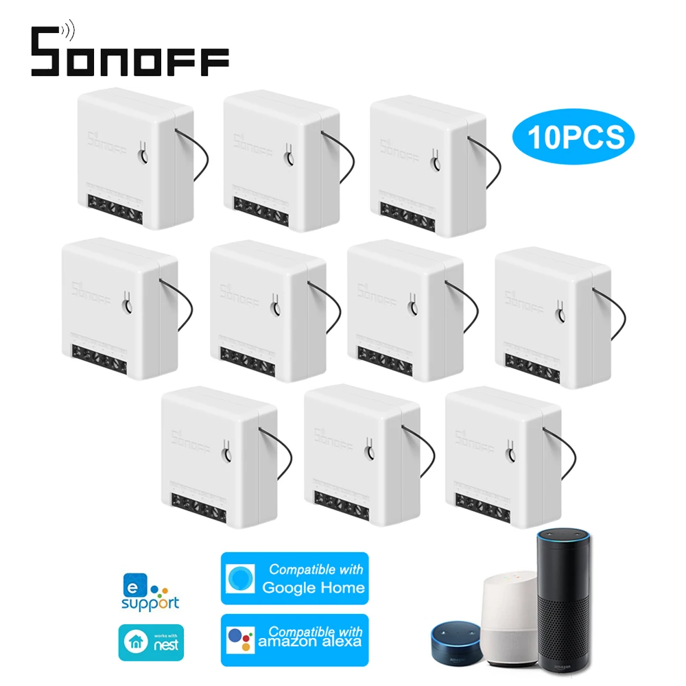 

10 Pcs SONOFF MINI DIY Two Way Smart Switch Remote Control WiFi Switch Smart Home Support External Switch For Google Home/Alexa