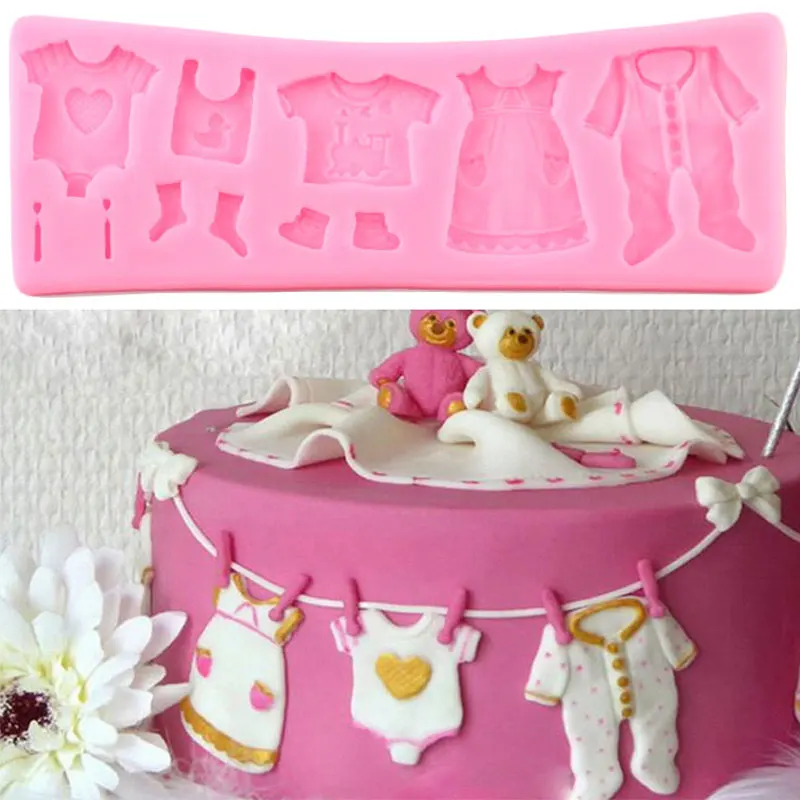 Baby Clothes Silicone Mold Shower Party Chocolate Mould Fondant Cake Decorating Tools Cupcake Topper Candy Clay Molds | Дом и сад