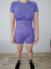 Gym Clothing Shirt Sportswear Short-Sleeve Yoga-Suit Crop-Top Workout-Shorts Seamless