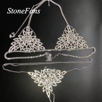 

Stonefans New Sexy Rhinestone Body Chain Harness Jewelry for Women Charm Bling Body Bikini Chain Bralette Underwear Jewelry