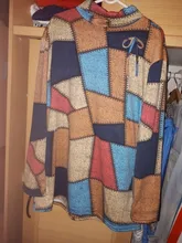 Túnica de manga larga para mujer, Tops de talla grande, blusa Vintage con cuello de tortuga a cuadros, camisa cálida para otoño e invierno, ropa informal para mujer