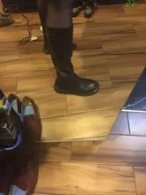 Winter Shoes Long-Boots Buckle Round-Toe Genuine-Cow-Leather Women Knee Beautoday Lady