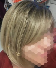 ALAN EATON-Peluca de cabello sintético liso para mujer, cabellera artificial corto y rubio con flequillo, color marrón degradado, estilo Cosplay, resistente al calor