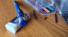Lápiz mecánico de 2,0mm, bolígrafo automático de punta de escritura, diseño de dibujo, pintura negra, recargas coloridas, papelería para escuela y oficina