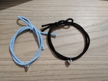 2 unids/set Rosa negro cuerda par pulsera de las mujeres de los hombres hecho a mano amor pulsera magnética pulsera amistad par de joyas de hilo