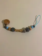 Nombre personalizado hecho a mano de silicona bebé de madera clip de chupete falso dentición seguros cadena mordedor chupete cadenas titular de la cadena