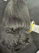 Extensión de cabello sintético con cola de caballo, cabello liso rizado de 16 pulgadas con dos peines de plástico con cordón, color negro Natural