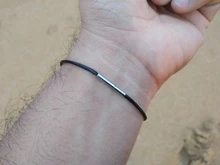 BASEHOME-pulsera de cuerda de cera negra y roja, brazalete de acero inoxidable con cierre de cordón de cuero para regalo, 1,5/2/3mm