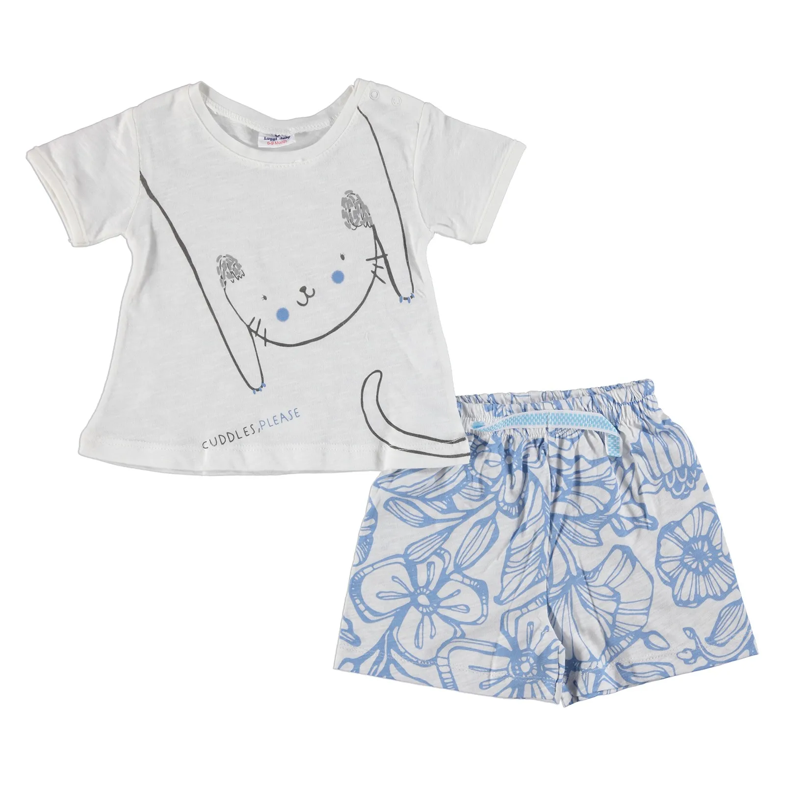 

ebebek Luggi Summer Baby Girl Cat Printed Tshirt Short Set