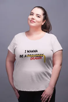 

Angemiel Wear I Wanna Be A Dragon White Women Cotton Large Size T-Shirt