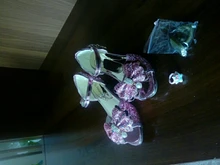 Zapatos de princesa para niñas, zapatillas con flores y brillantina para niñas pequeñas, incluye tacón alto y moño estilo mariposa, en azul, rosa y plata, talla 26-38