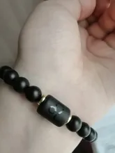 Abalorios de piedra negra para Hombre y mujer, pulsera con constelación de 12, para parejas, Moda Masculina