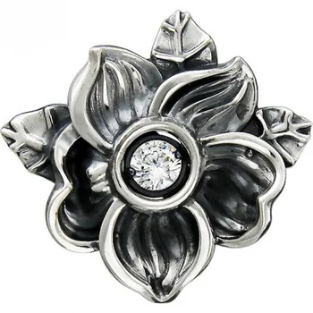 

Esthete pendant flower with 1 cubic zirconia in black silver