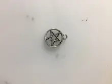 15 Uds. De abalorios de pentagrama de estrella, 17x14mm, colgantes plateados de Color plata antigua, fabricación artesanal, búsqueda de joyería tibetana