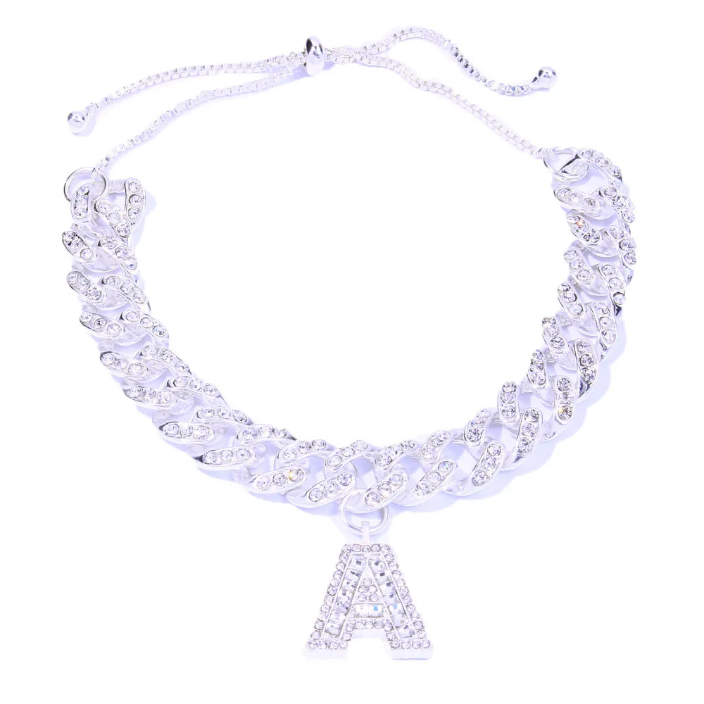 12mm DIY Layered Initial Cuban Link Chain Iced Out Anklets for Women Cuban Anklet Ankle Bracelet Stainless Steel Jewelry