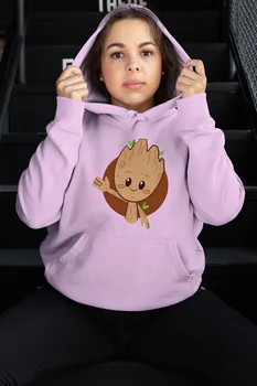 

Angemiel Wear Cute Groot Pink Women 'S Hooded Sweatshirt