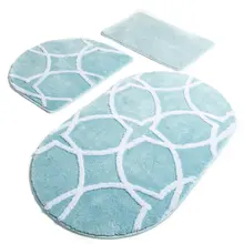 Коврик для ванной | коврик для ванной нескользящие Противоскользящие коврики 3 La Bonne синий овальный набор 60X100 Cm-50X60 Cm-40X60 см