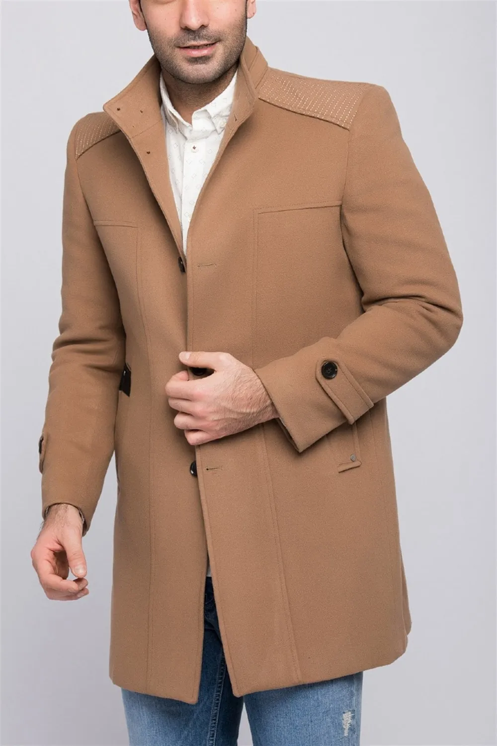 PLT8340 пальто с ягодой DEWBERRY-верблюжий | Мужская одежда