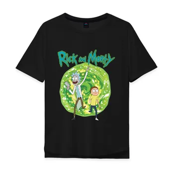 

Men's T-shirt cotton oversize Rick and Morty in the portal