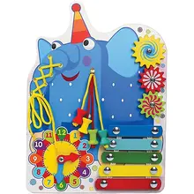 Бизиборд Деревяшки "Слон Ду-ду" с часами