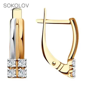 

Drop Earrings with stones SOKOLOV gold with Swarovski Crystals fashion jewelry 585 women's male, long earrings