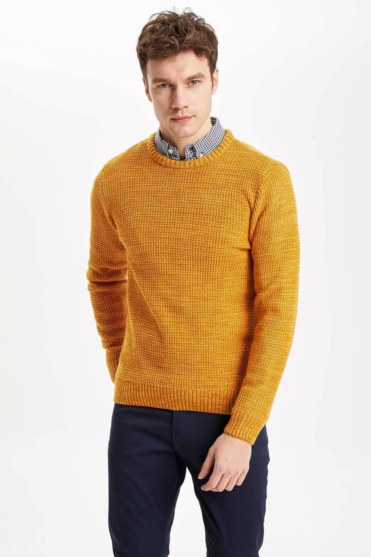 

DeFacto Man Fashion O-neck Solid Pullover For Men's Long Sleeves Casual High Quality Tops Male Loose Tops Autumn - L0882AZ19WN