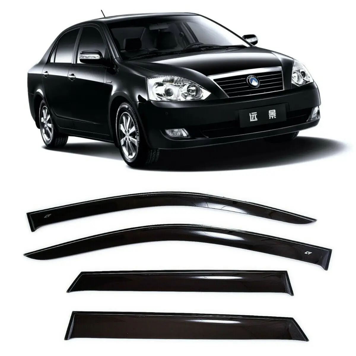 Wind Visor Deflectors Cobra Tuning G10208- Car Ventvisor Door Side - Window Air Guard for Protection Against Snow Sun and Rain Compatible with Geely