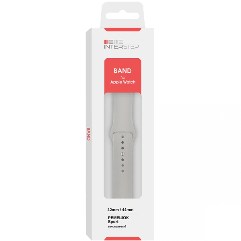 Ремешок InterStep SPORT для Apple Watch 42/44 мм(Светло-серый