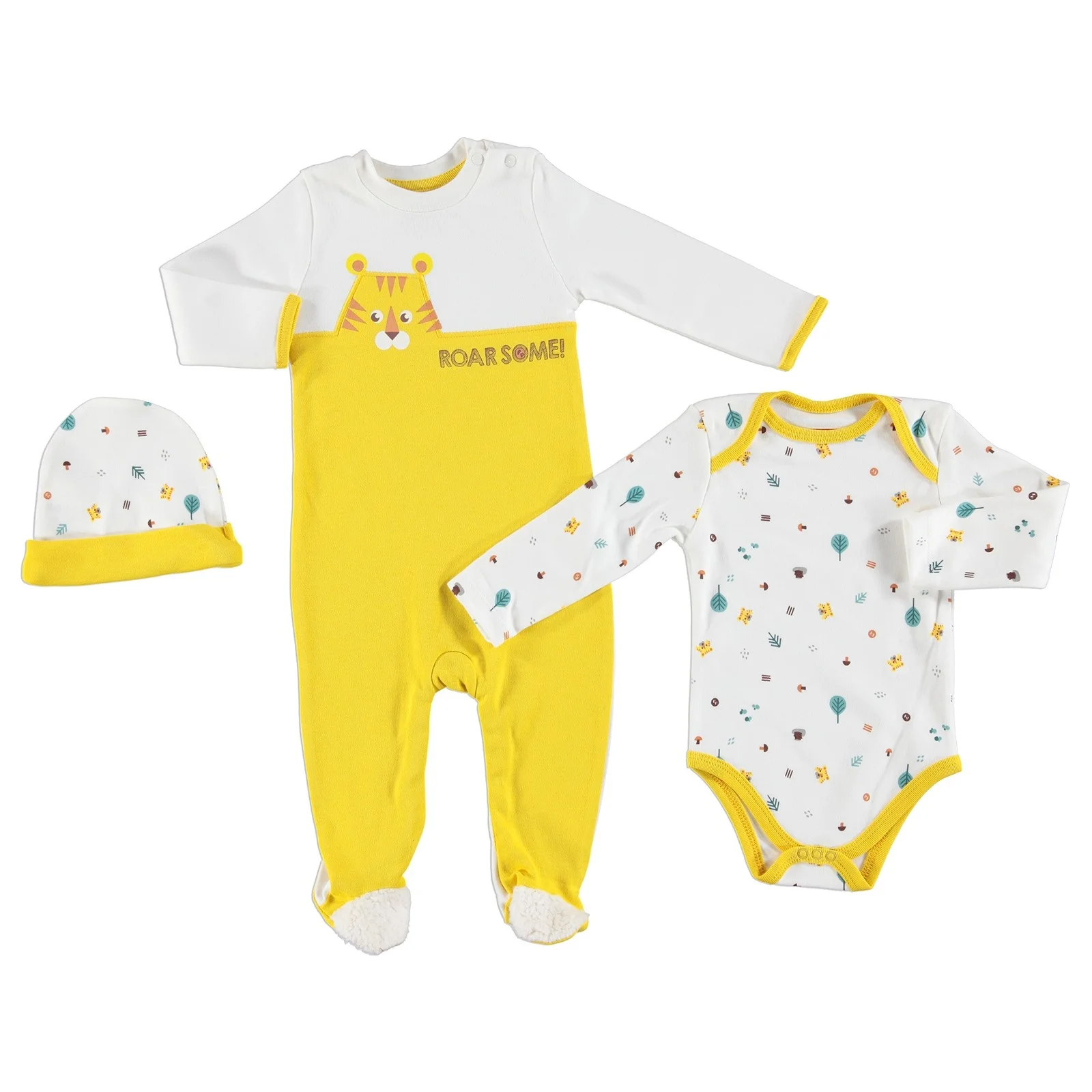 

ebebek Fisher Price Little Roar Baby Boy Romper Bodysuit Hat 3 Pack Set