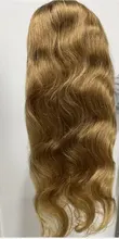Ali Lee rubio miel peluca Ombre peluca 1B/27 Frente de encaje pelucas de cabello humano de la onda del cuerpo peruano Pre arrancado transparente Frontal de encaje pelucas